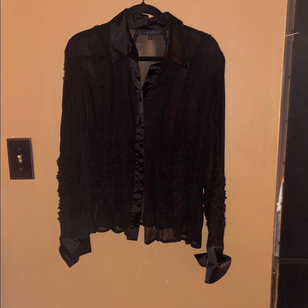 Elegant Black Sheer Women's Top